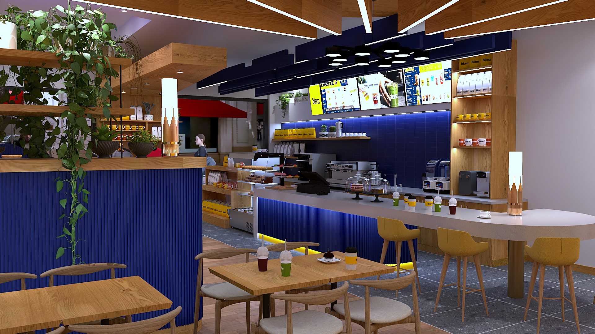 blenz interior — seating toward bar, empty shell