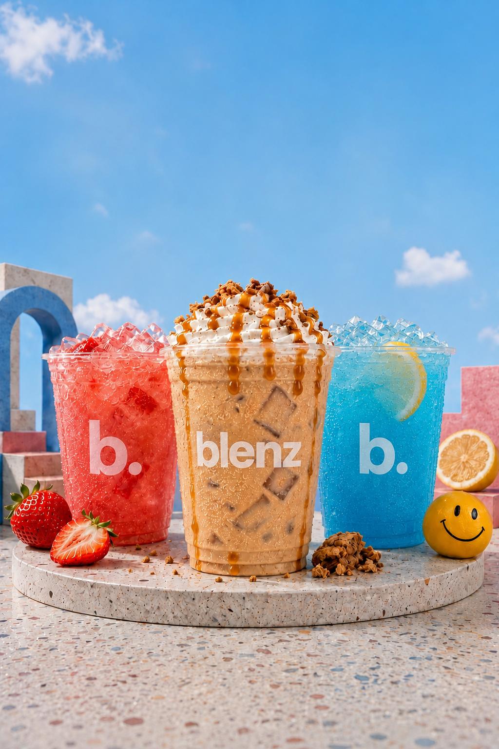 blenz three cups — b. cold cups and blenz iced drink