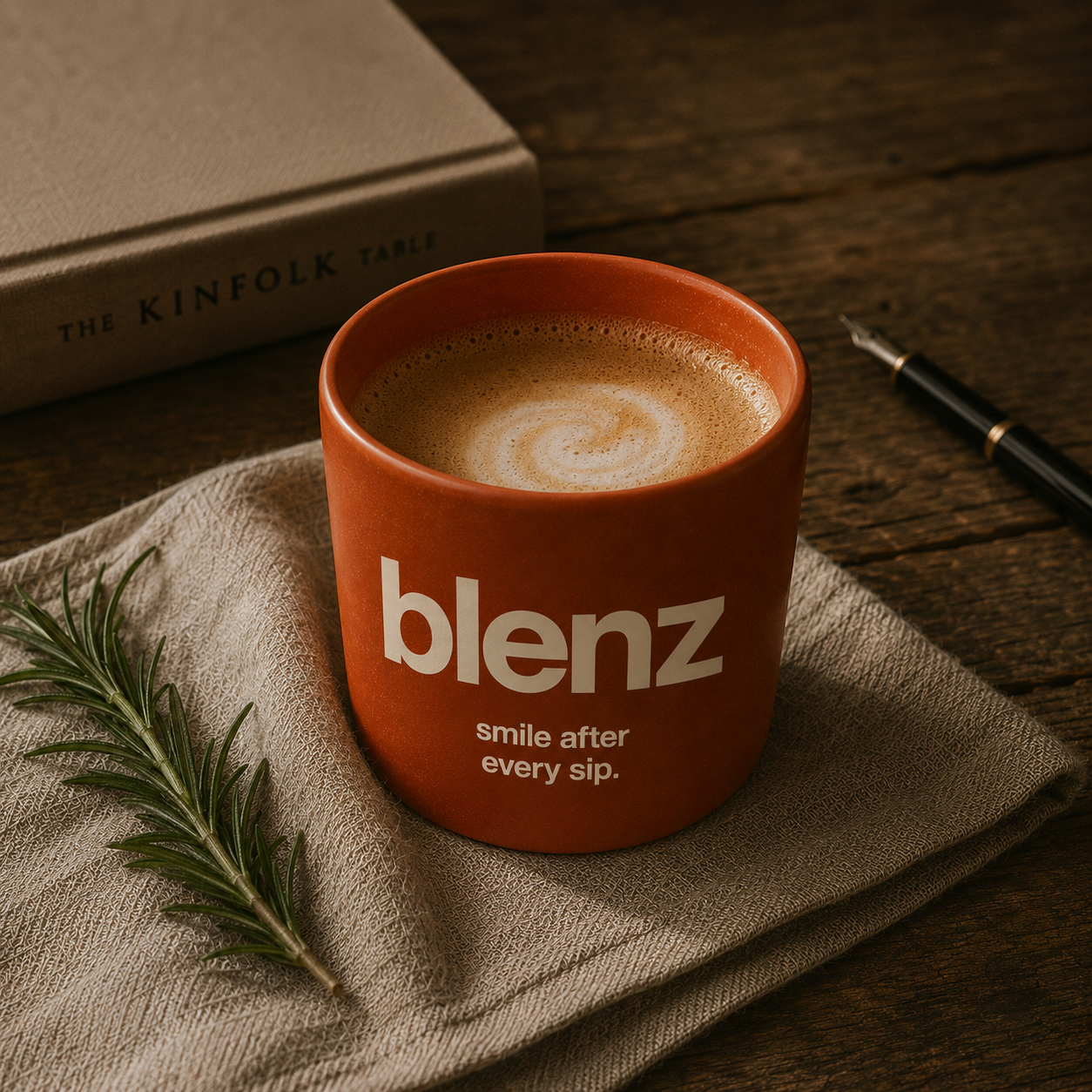 blenz orange cup — hot drink with latte art