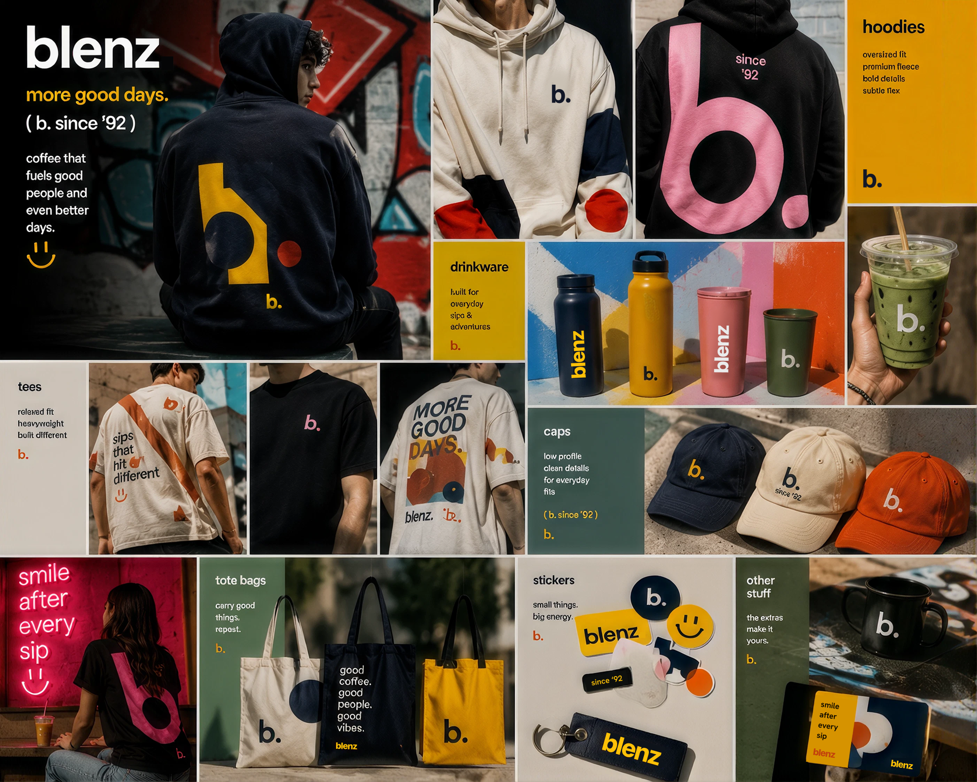 blenz merch collage 6 — full merch mix lookbook