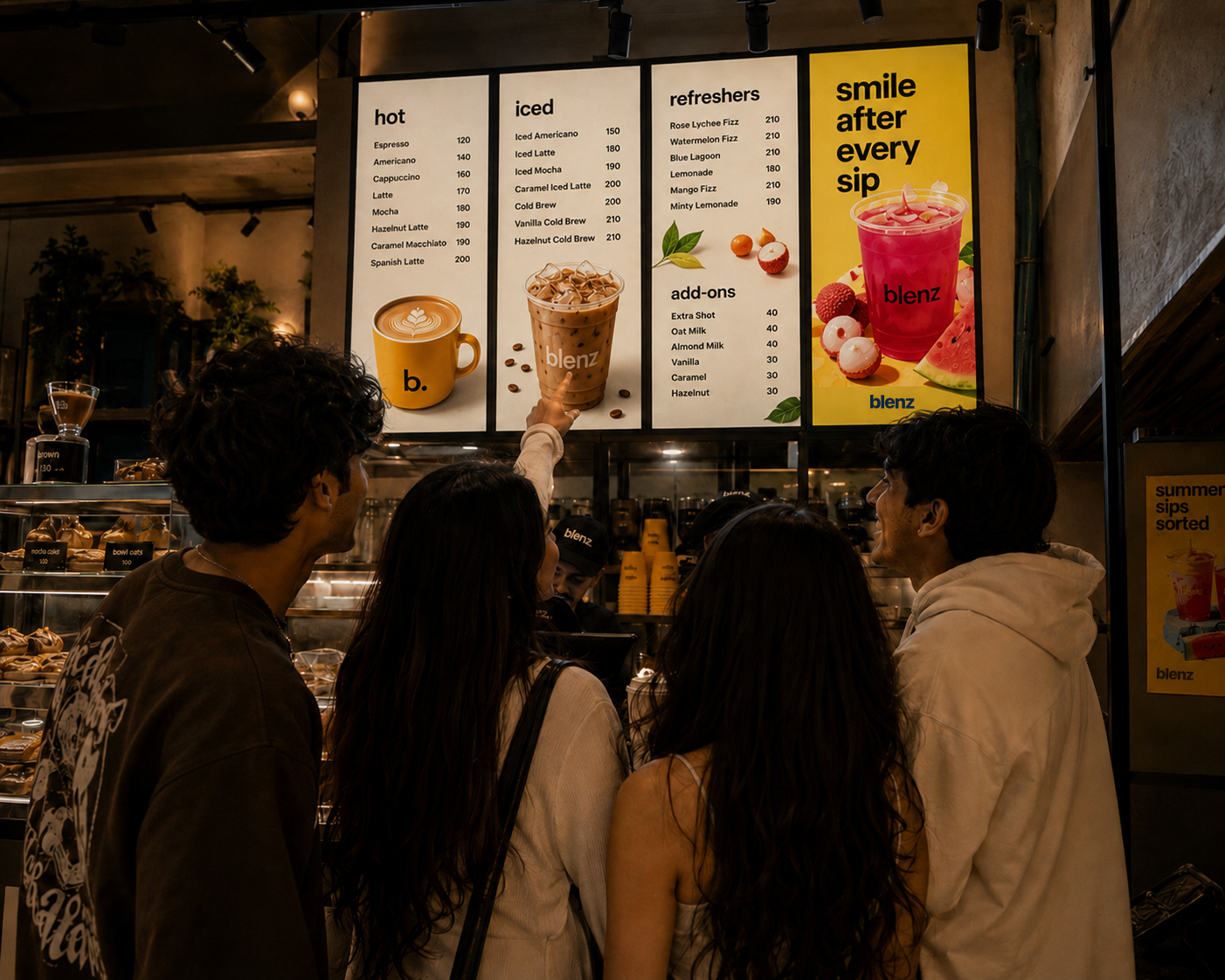 blenz menu customer POV — vibe of b.
