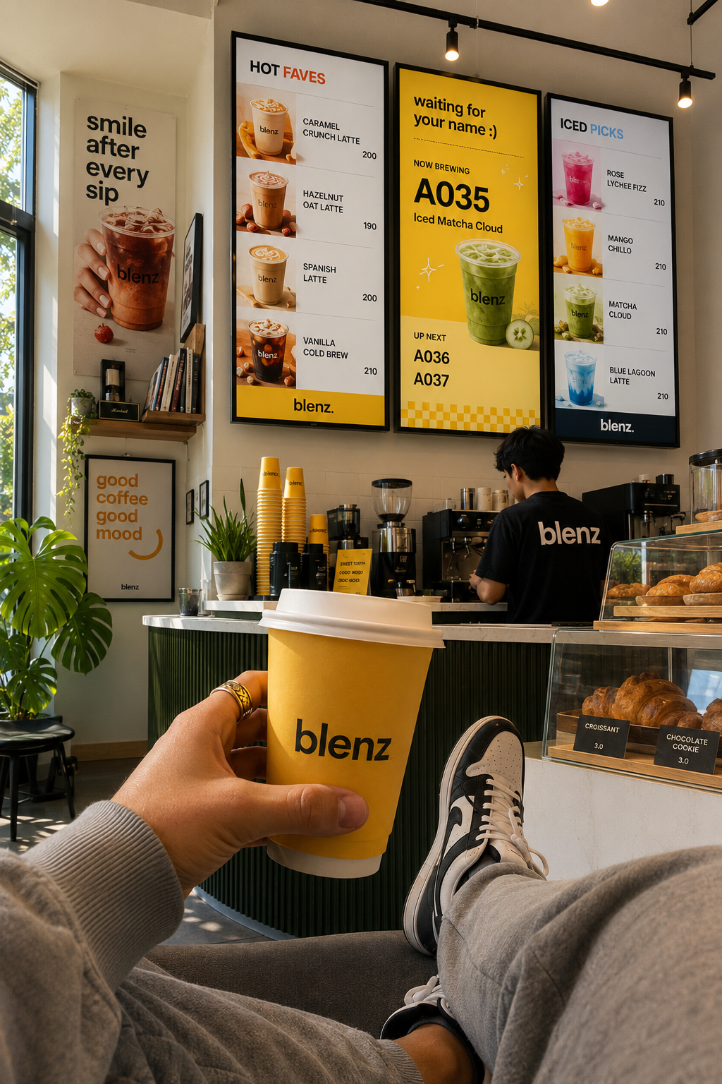 blenz menu customer POV — more the vibe of b.