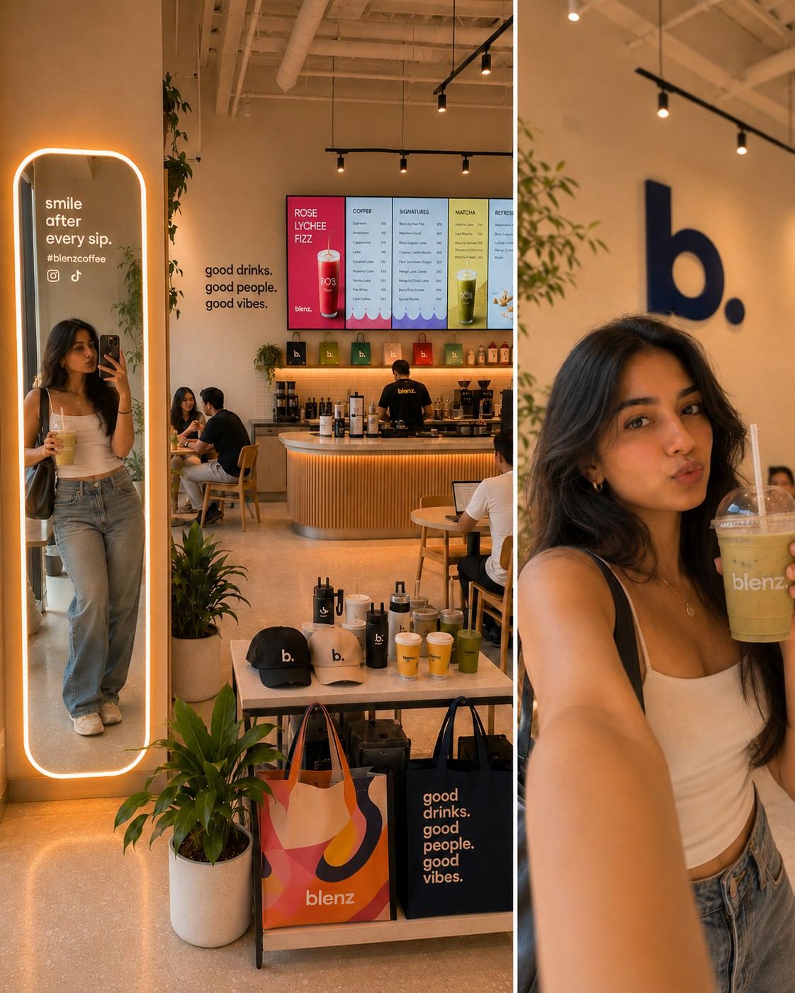 blenz UGC POV — merch display on the wall